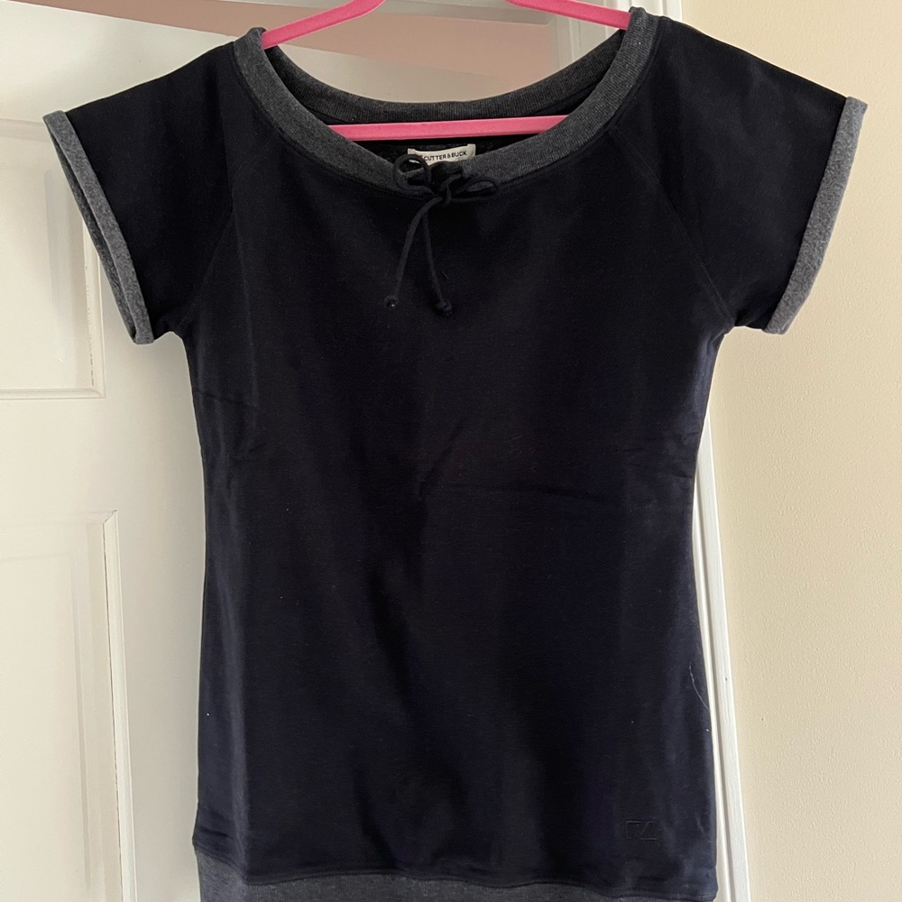 Black Cutter & Buck Short Sleeve Sweatshirt Top